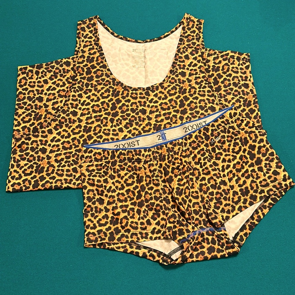 Men’s Leopard Print tank and trunks